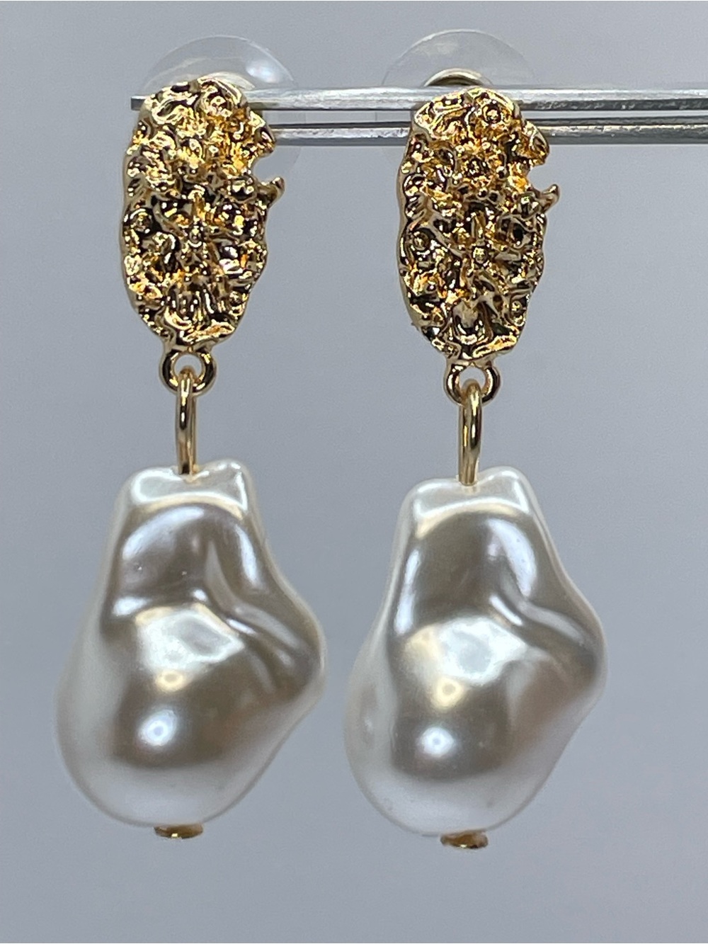 New Gold Baroque Pearl Statement Dangle Earrings Bridal Chic Boho Elegant